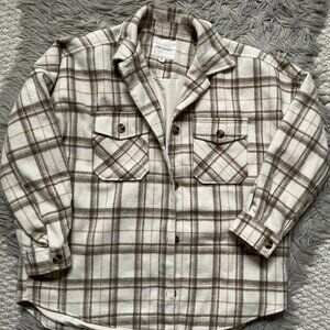 Thread & Supply Button down plaid shacket w/ front pockets